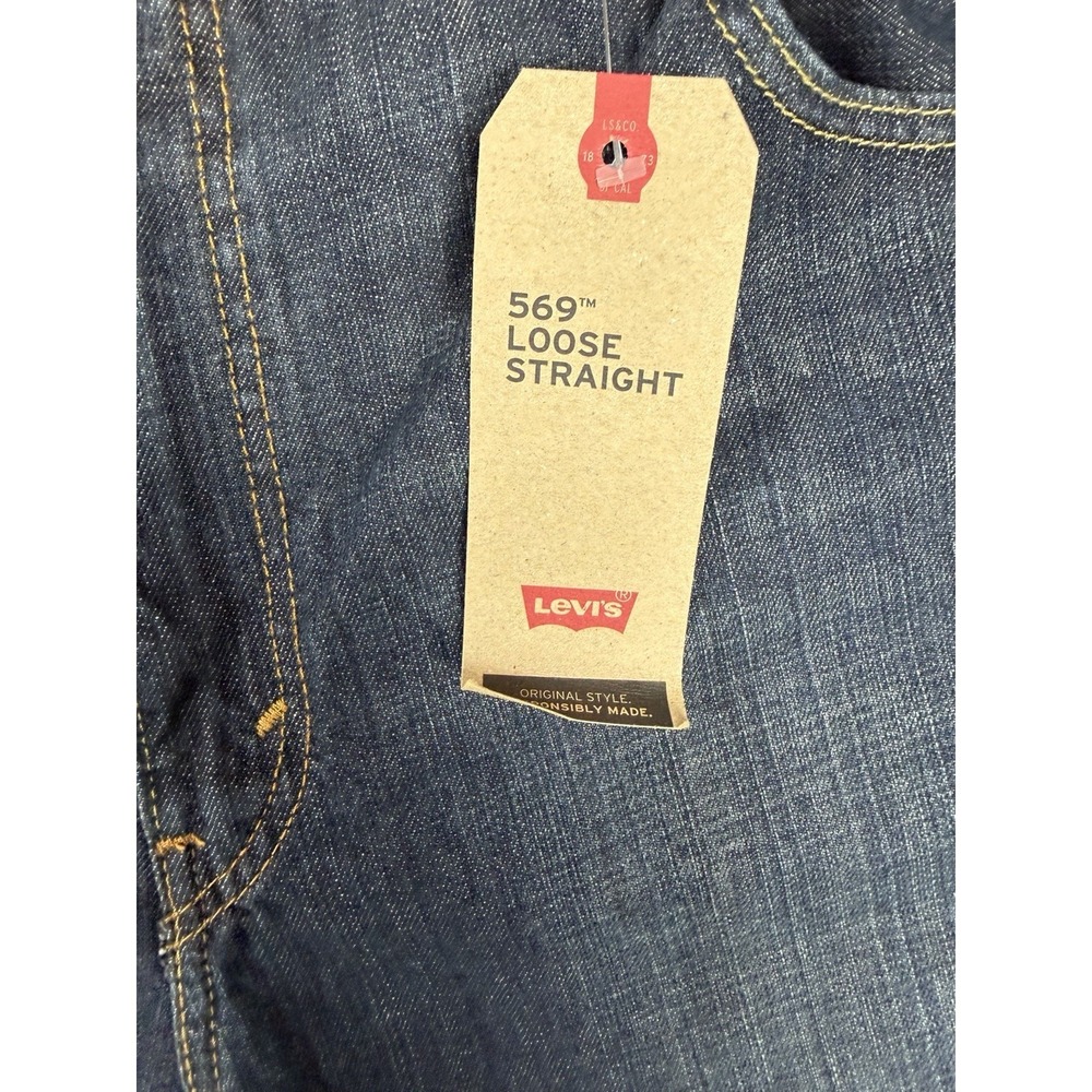 Levi's 569 Loose Straight Stretch Blue Jeans Men's New w Tags Size 40x30 Rare - Picture 5 of 8